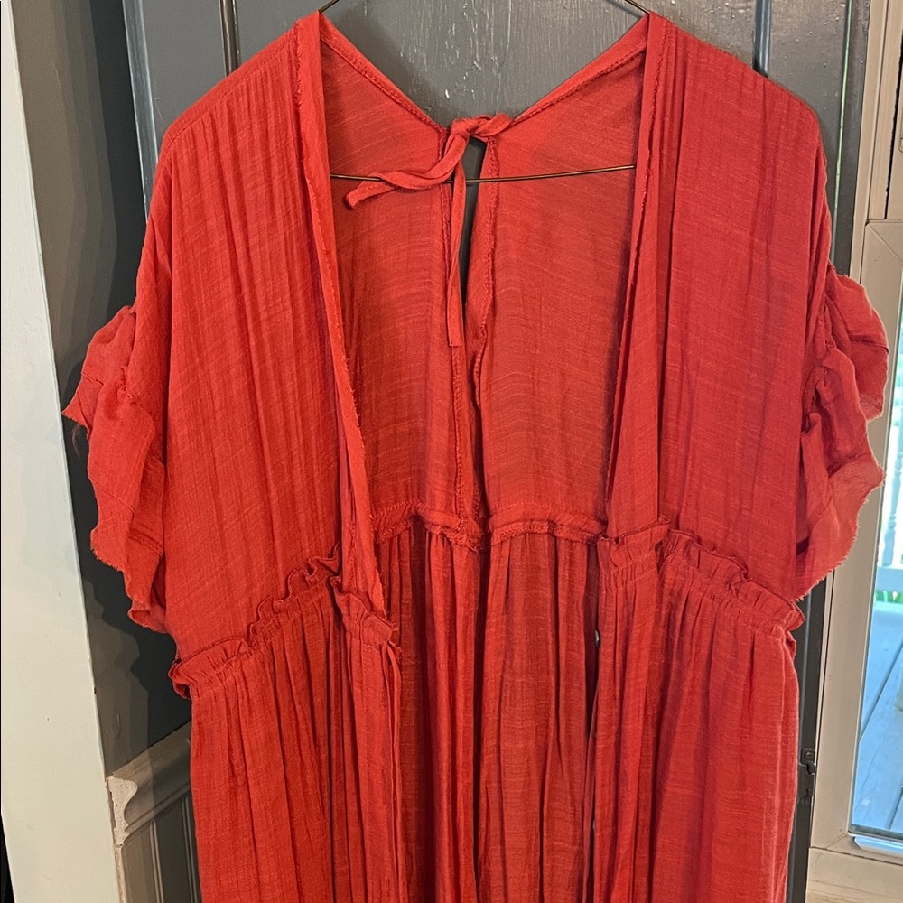 Flowy Burnt Orange Dress, wear over a shell or top with jeans & boots!